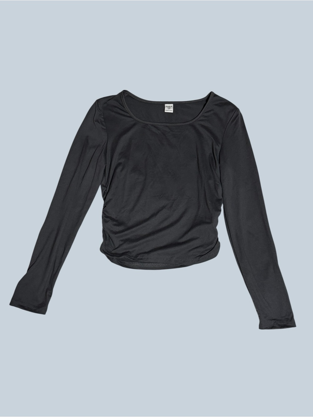 Youth 12 Black Long-Sleeve Scoop Neck Top